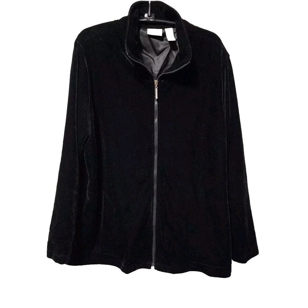 CHICO'S Black Long Sleeve Zip up Women Jacket Size 2 Very Soft